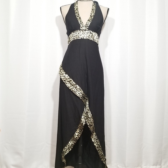 Uluwatu Dresses & Skirts - Uluwatu black animal print maxi halter dress Siz M